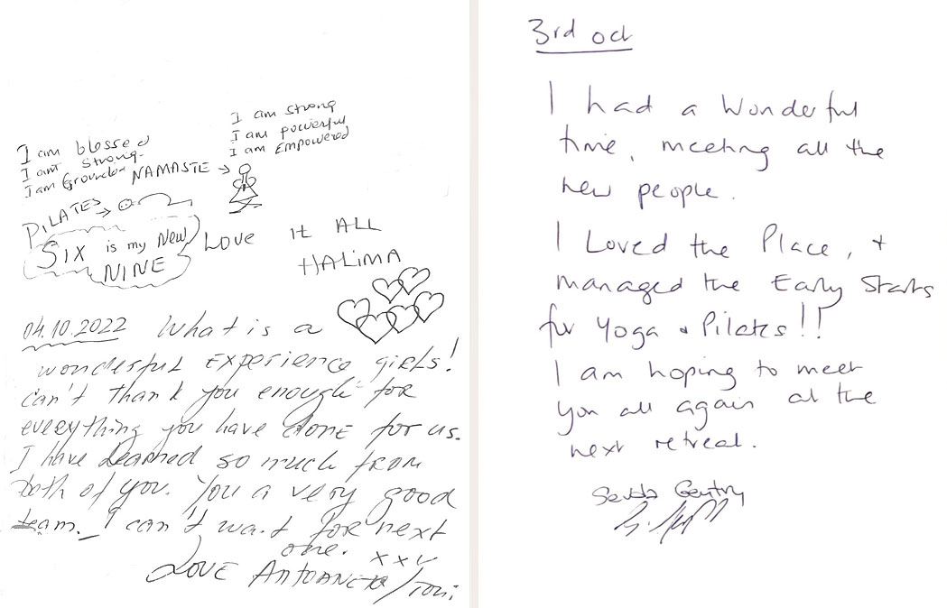 Testimonial from our Pilates Retreat